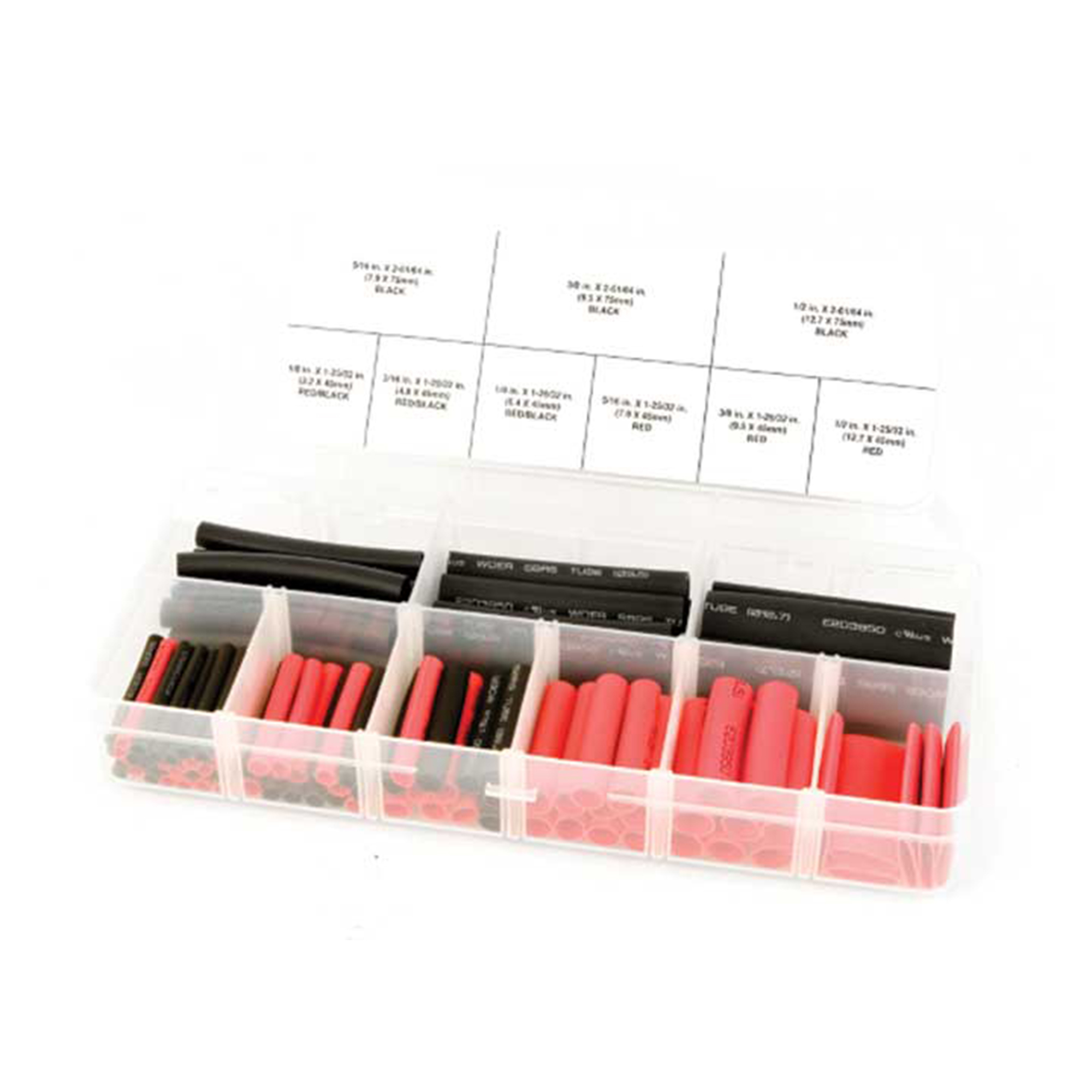Performance Tool Weatherproof Heat Shrink Set — 106 Pc, 3:1 Shrink Ratio, Waterproof Coating, Storage Case Included, Model# PRTW541
